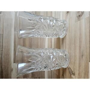 Pair of Vintage Star and Fan 5.5" Flared Glass Tumblers Vase